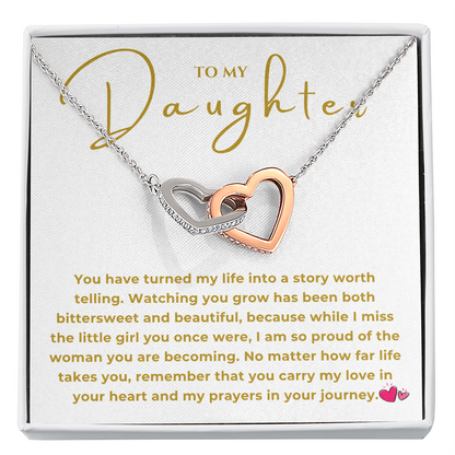 To My Daughter Interlocking Hearts Necklace