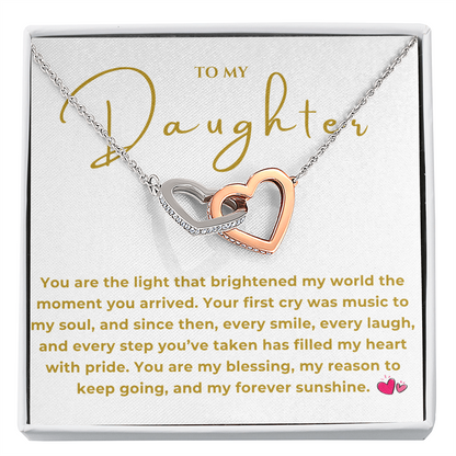 To My Daughter Interlocking Hearts Necklace