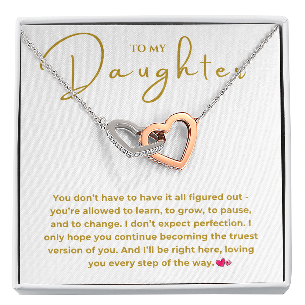 To My Daughter Interlocking Hearts Necklace