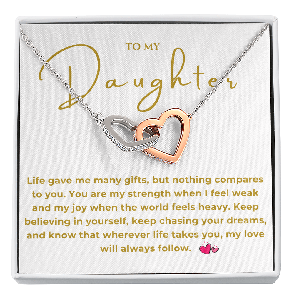 To My Daughter Interlocking Hearts Necklace