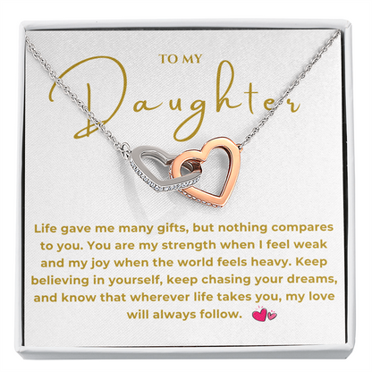 To My Daughter Interlocking Hearts Necklace