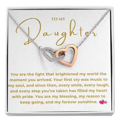 To My Daughter Interlocking Hearts Necklace