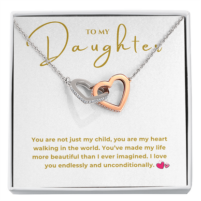 To My Daughter Interlocking Hearts Necklace