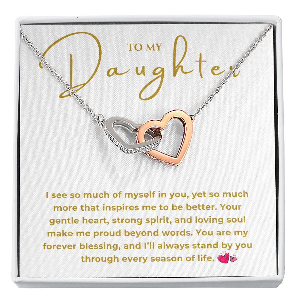 To My Daughter Interlocking Hearts Necklace