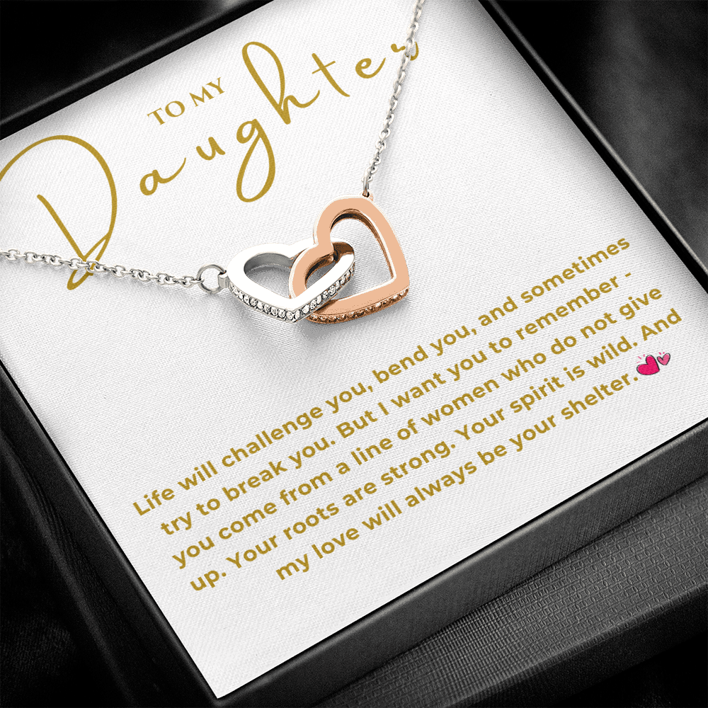 To My Daughter Interlocking Hearts Necklace