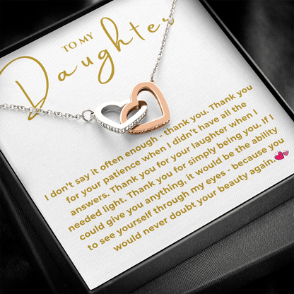 To My Daughter Interlocking Hearts Necklace