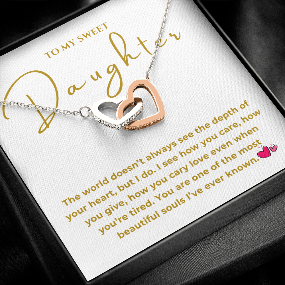 To My Sweet Daughter Interlocking Hearts Necklace