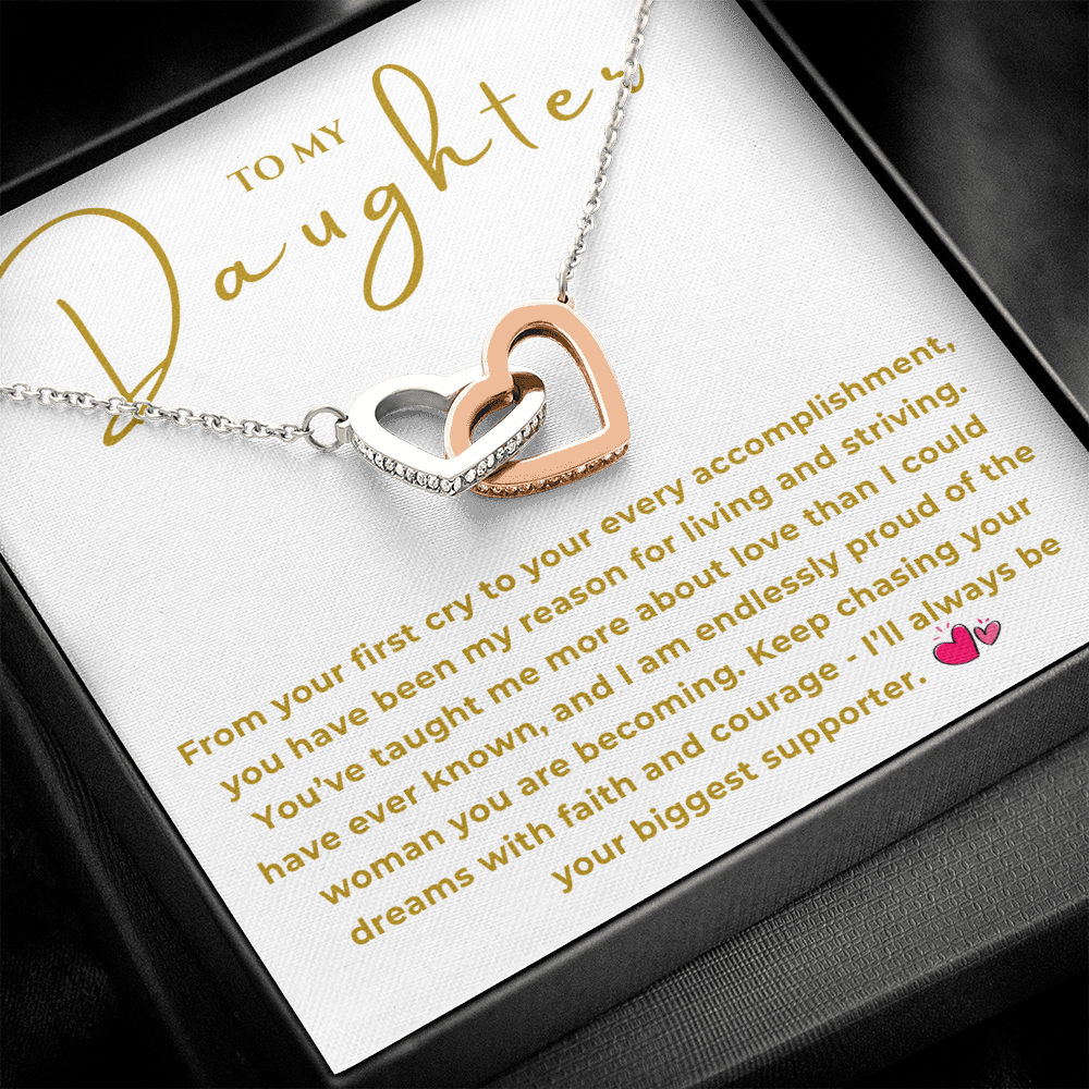 To My Daughter Interlocking Hearts Necklace