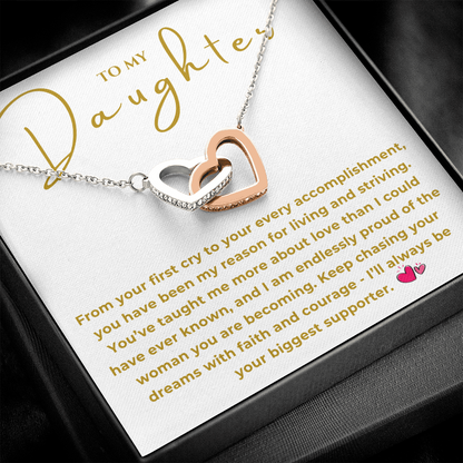 To My Daughter Interlocking Hearts Necklace