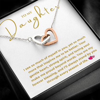 To My Daughter Interlocking Hearts Necklace