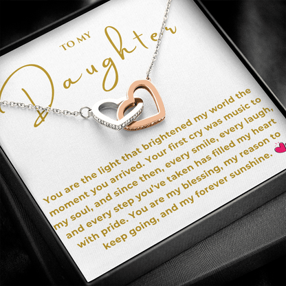 To My Daughter Interlocking Hearts Necklace