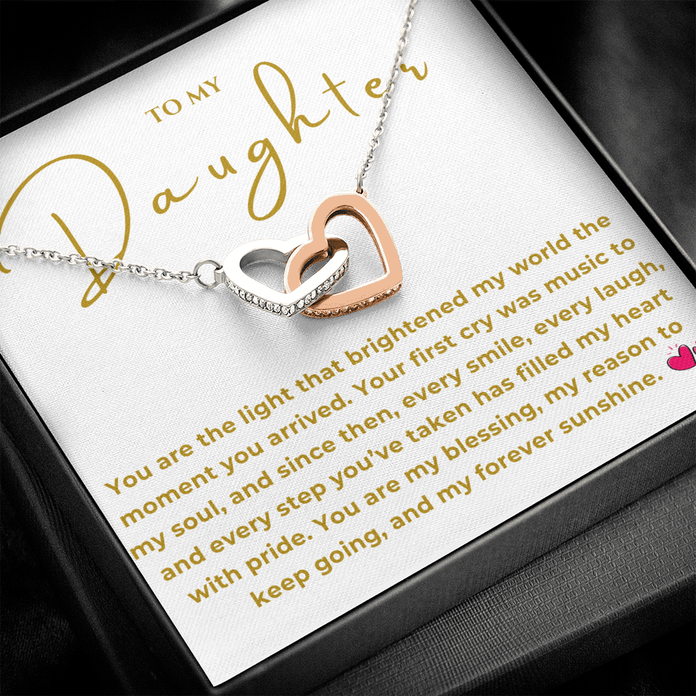 To My Daughter Interlocking Hearts Necklace