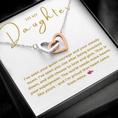 To My Daughter Interlocking Hearts Necklace