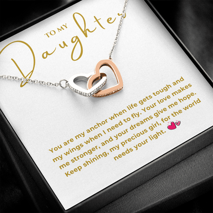 To My Daughter Interlocking Hearts Necklace