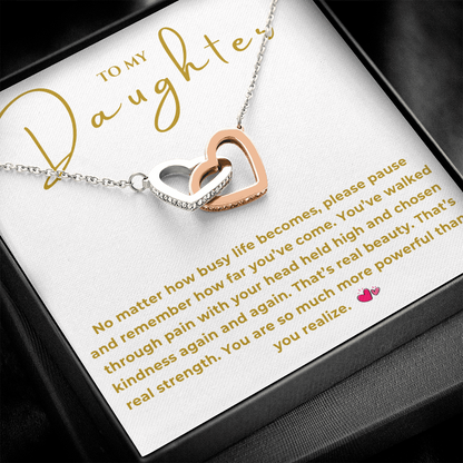 To My Daughter Interlocking Hearts Necklace