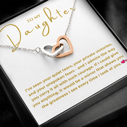 To My Daughter Interlocking Hearts Necklace