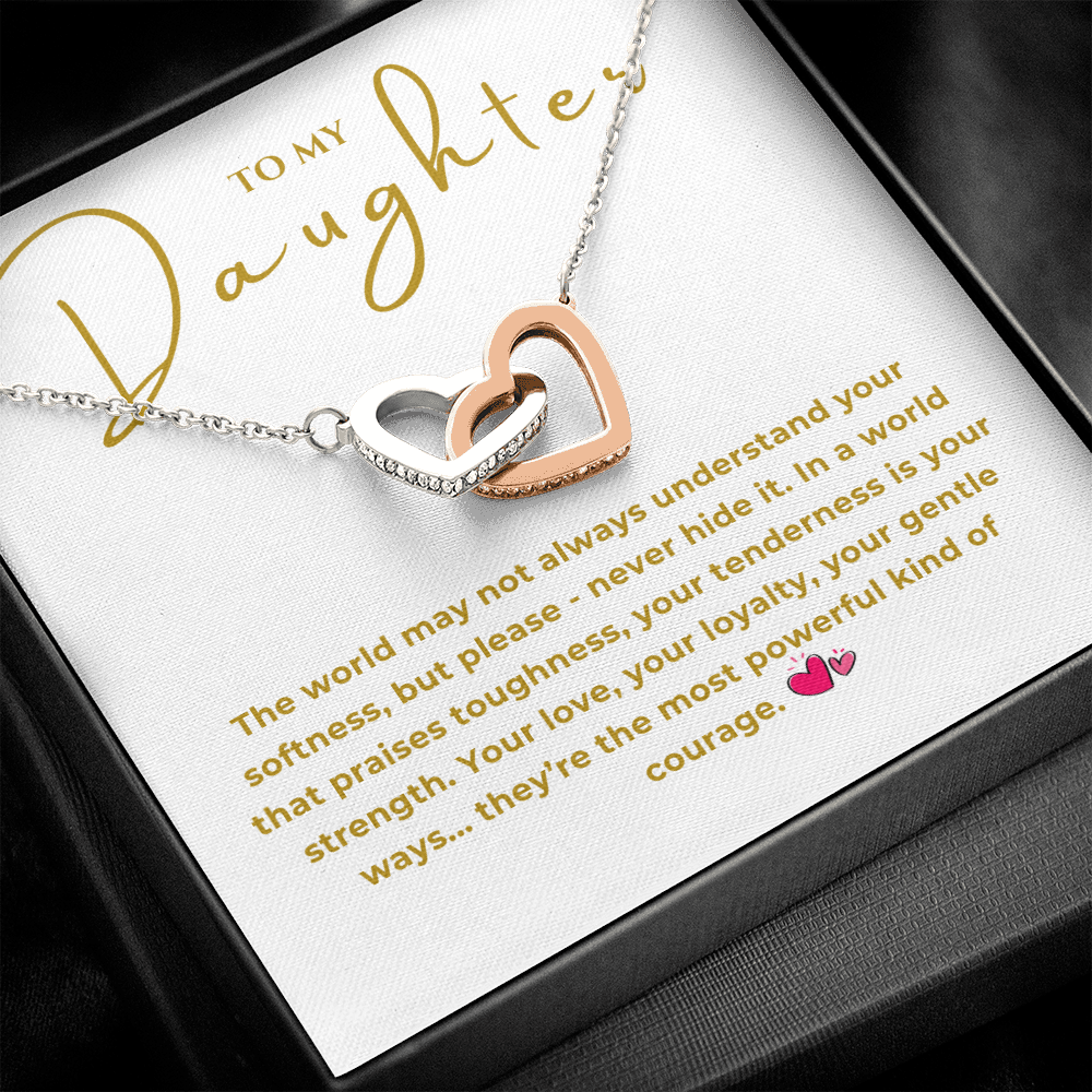 To My Daughter Interlocking Hearts Necklace