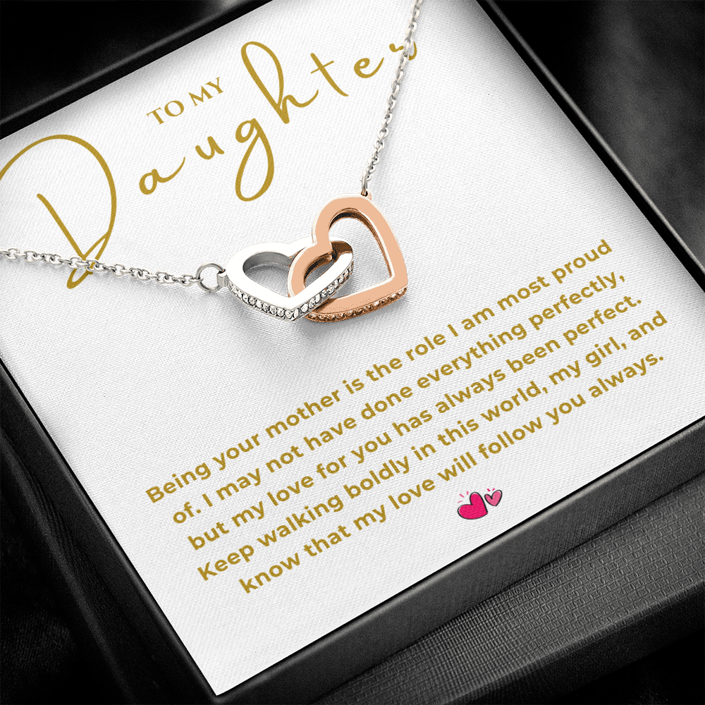 To My Daughter Interlocking Hearts Necklace