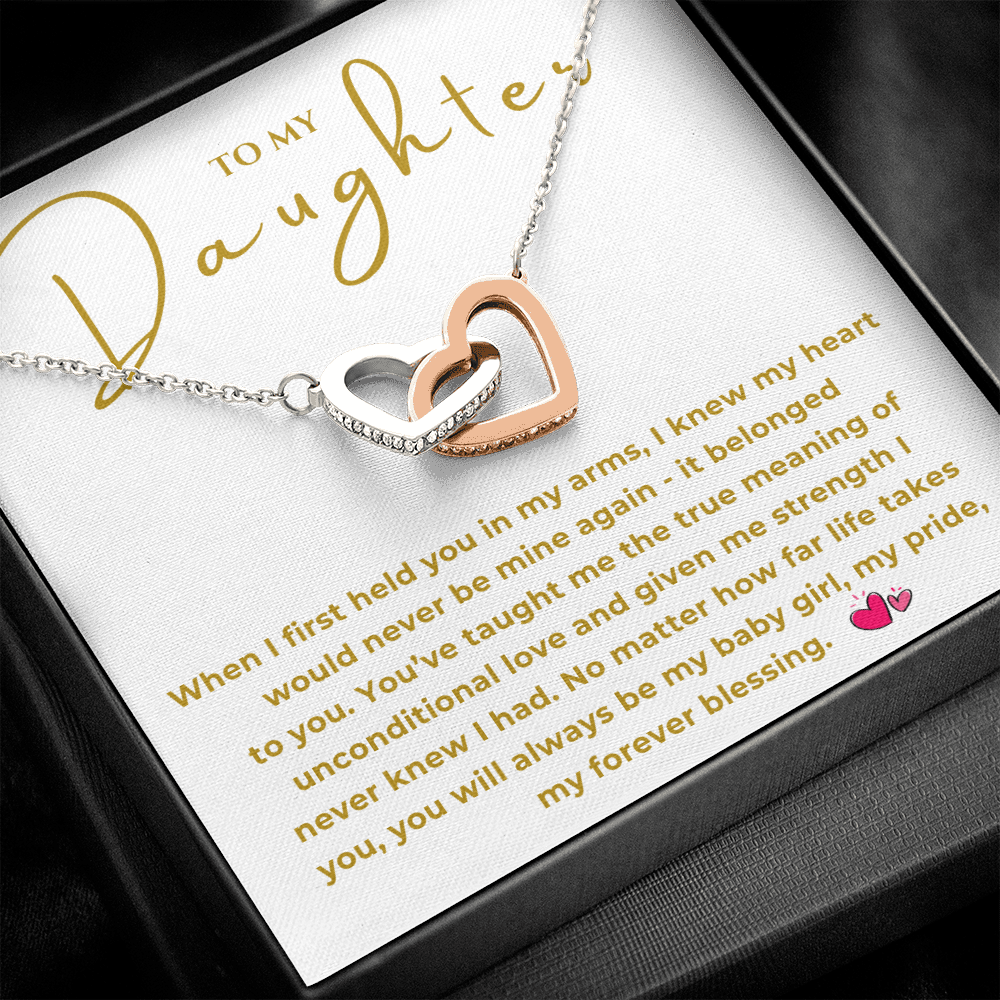 To My Daughter Interlocking Hearts Necklace