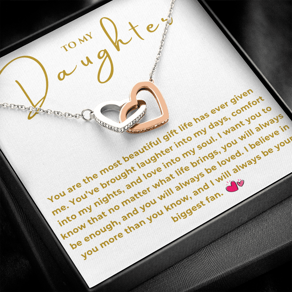 To My Daughter Interlocking Hearts Necklace