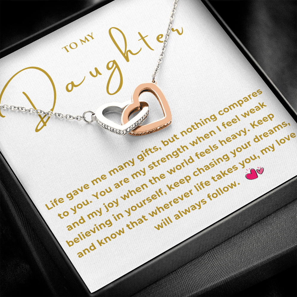 To My Daughter Interlocking Hearts Necklace