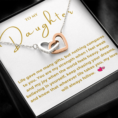 To My Daughter Interlocking Hearts Necklace