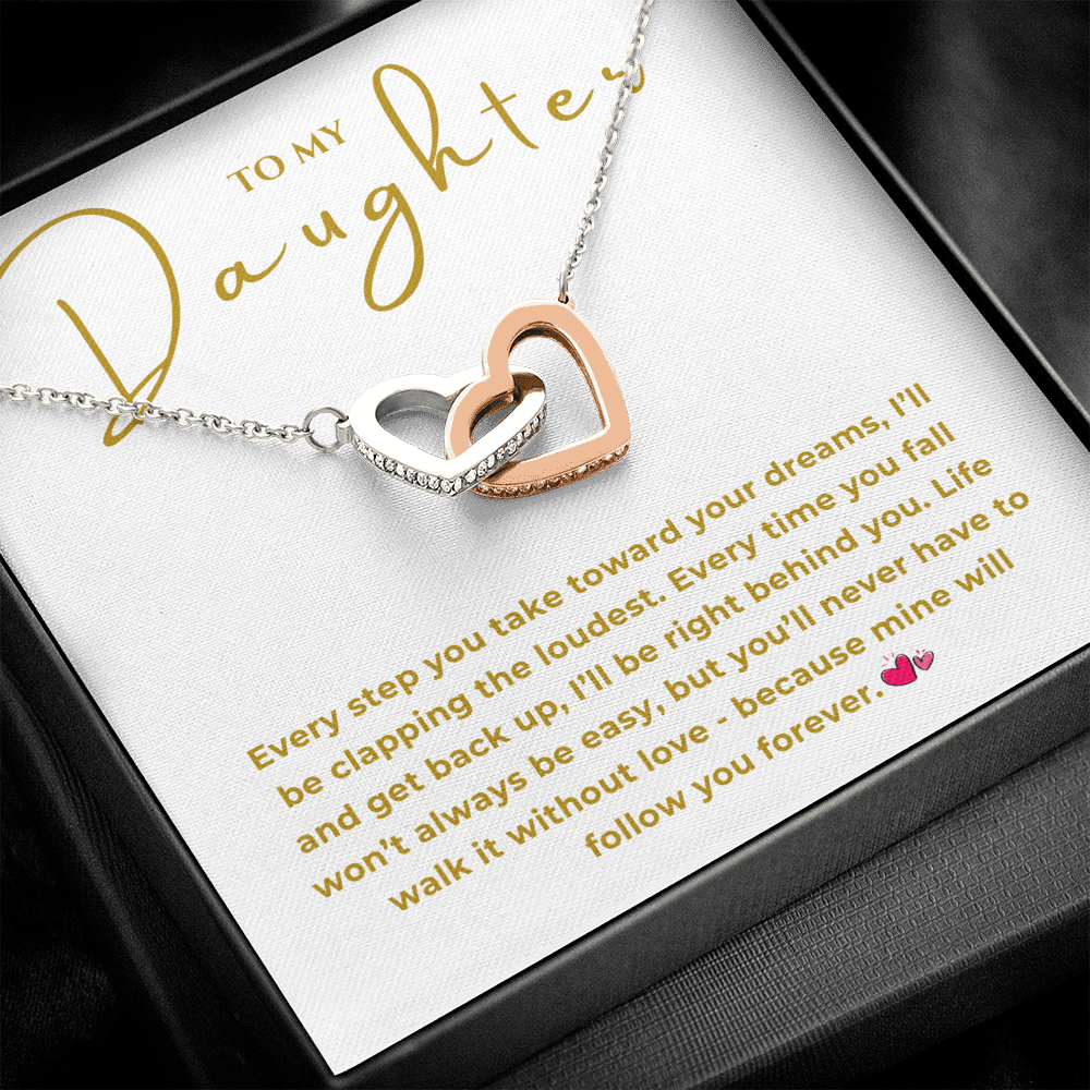 To My Daughter Interlocking Hearts Necklace