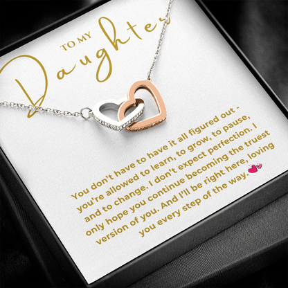 To My Daughter Interlocking Hearts Necklace