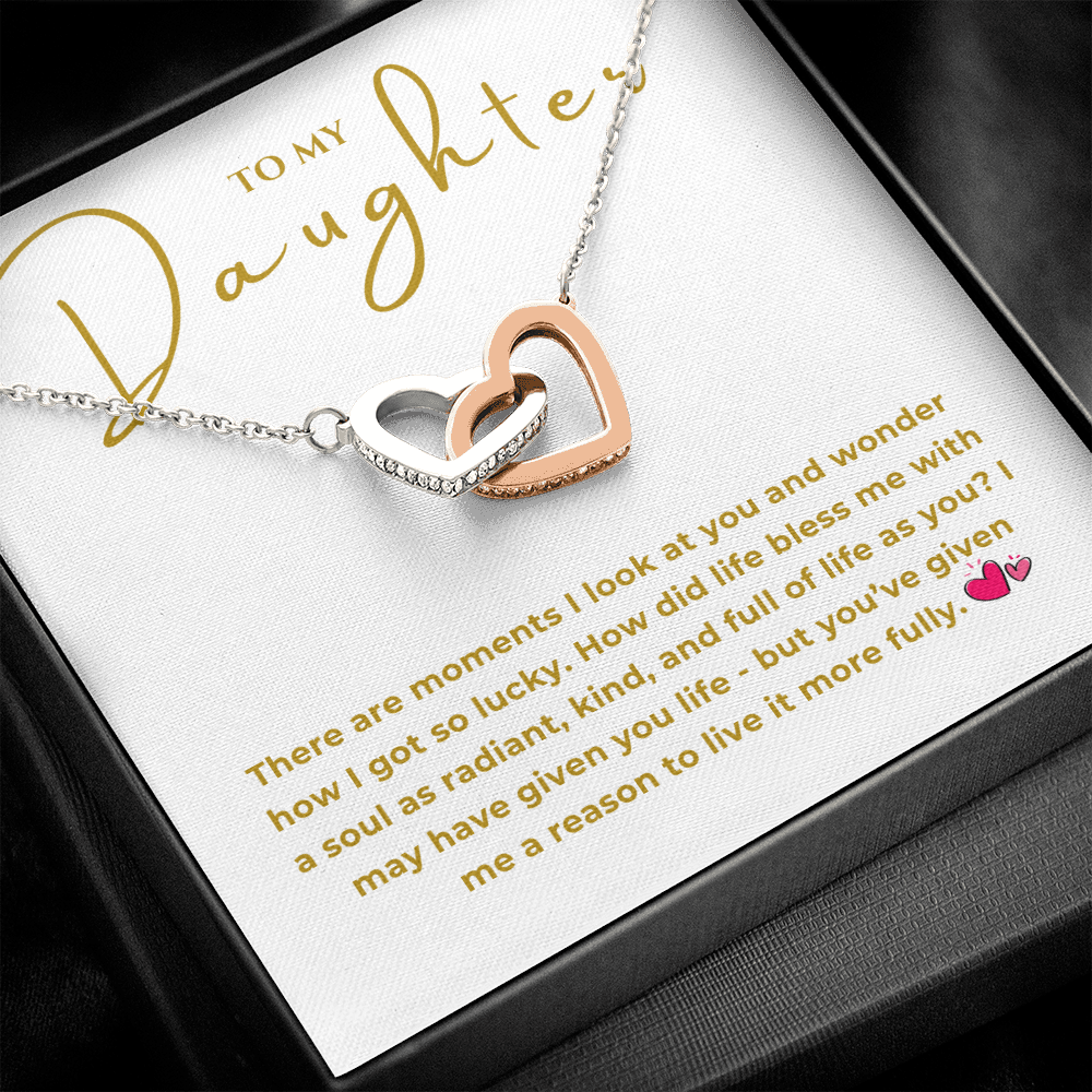 To My Daughter Interlocking Hearts Necklace