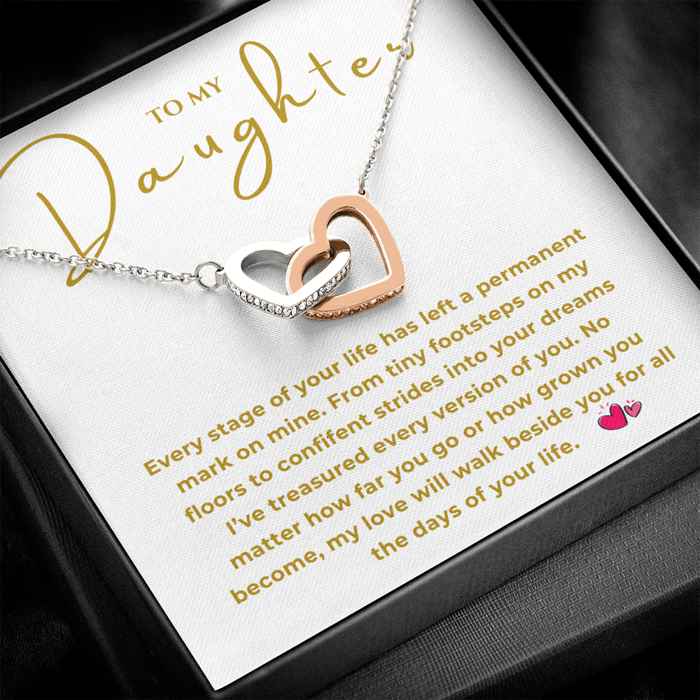 To My Daughter Interlocking Hearts Necklace
