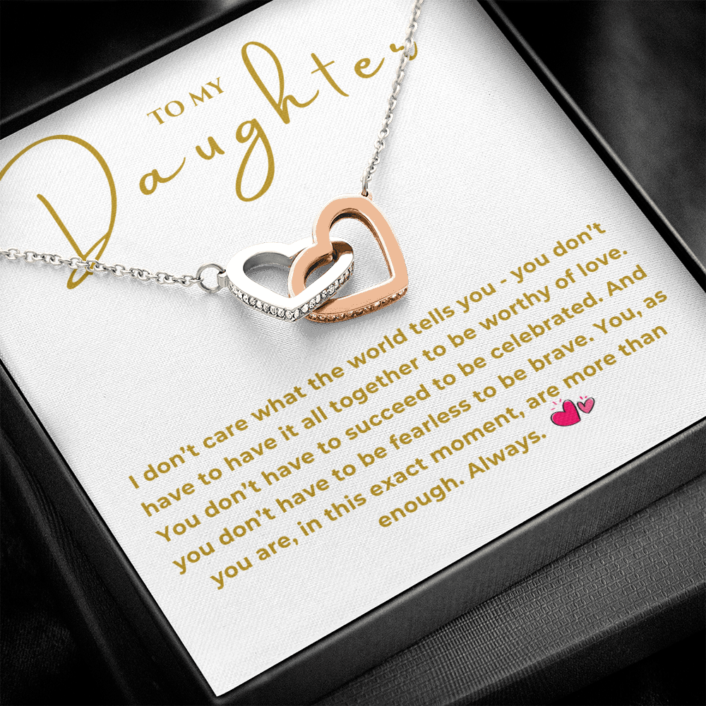 To My Daughter Interlocking Hearts Necklace