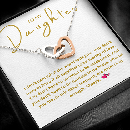 To My Daughter Interlocking Hearts Necklace