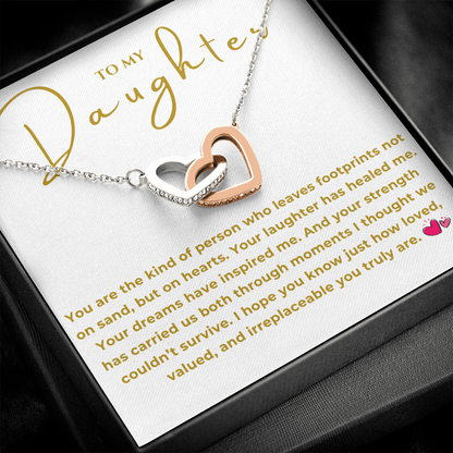 To My Daughter Interlocking Hearts Necklace
