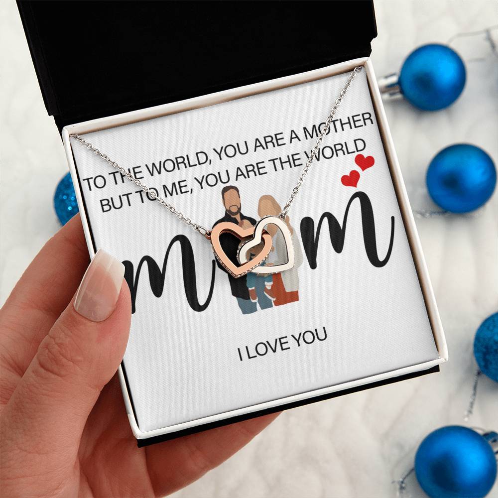Personalized Mom I Love You Interlocking Hearts Necklace