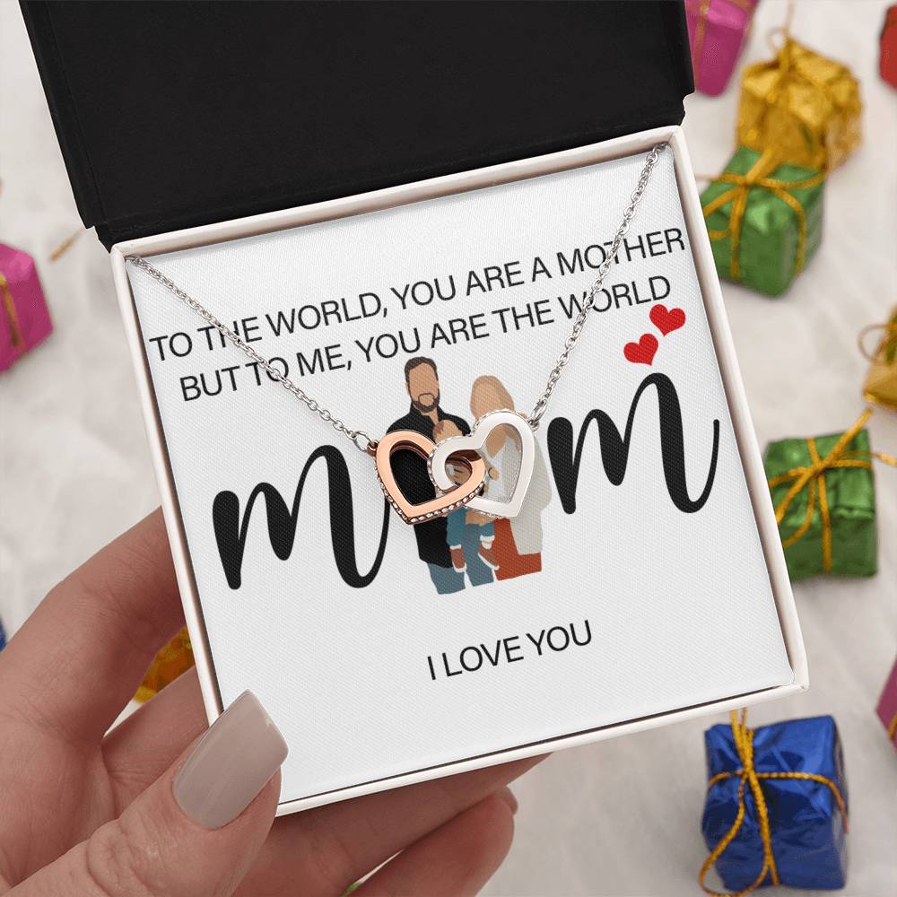Personalized Mom I Love You Interlocking Hearts Necklace