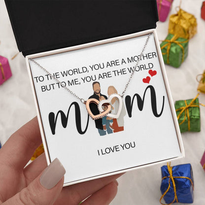 Personalized Mom I Love You Interlocking Hearts Necklace