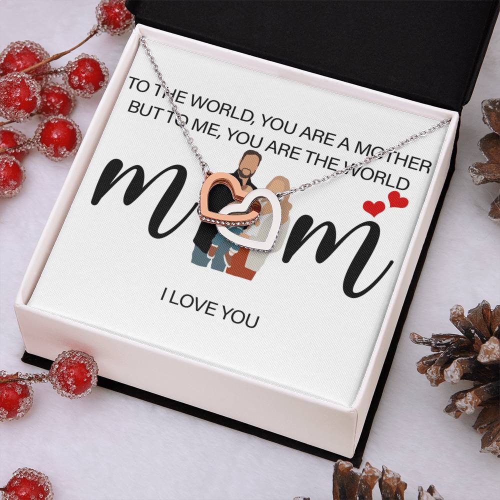 Personalized Mom I Love You Interlocking Hearts Necklace