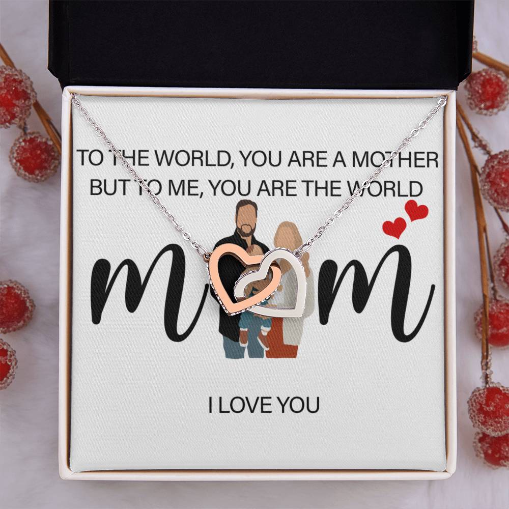 Personalized Mom I Love You Interlocking Hearts Necklace