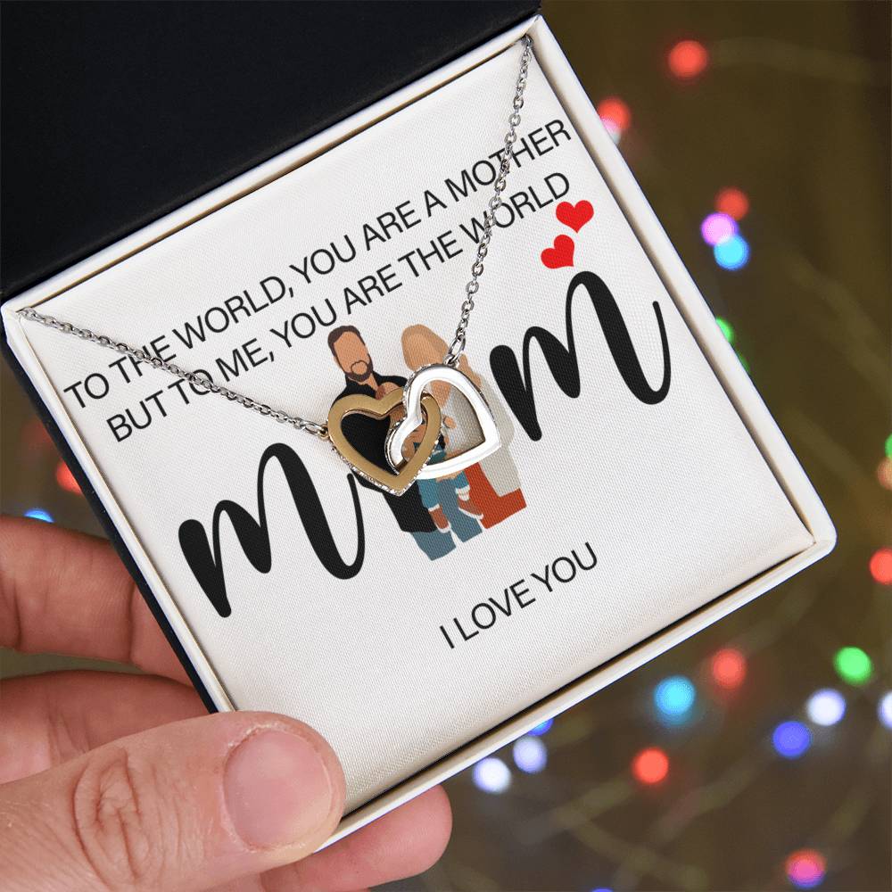 Personalized Mom I Love You Interlocking Hearts Necklace