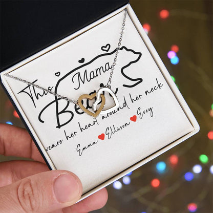Personalized Mama Bear Interlocking Hearts Necklace