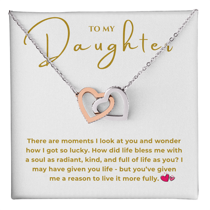 To My Daughter Interlocking Hearts Necklace