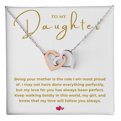 To My Daughter Interlocking Hearts Necklace