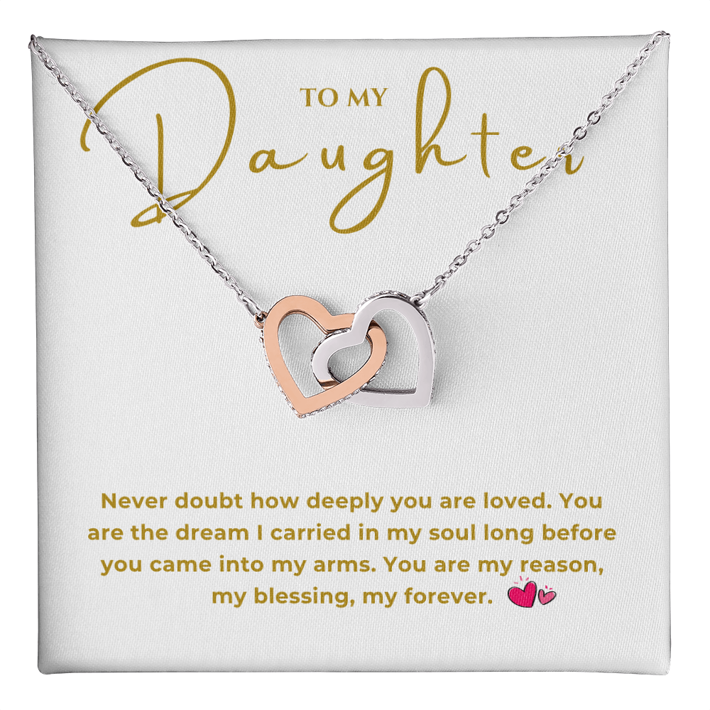 To My Daughter Interlocking Hearts Necklace