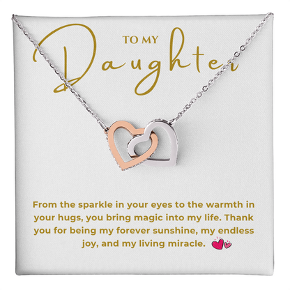 To My Daughter Interlocking Hearts Necklace