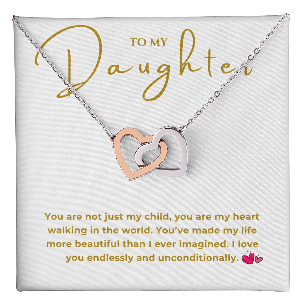 To My Daughter Interlocking Hearts Necklace