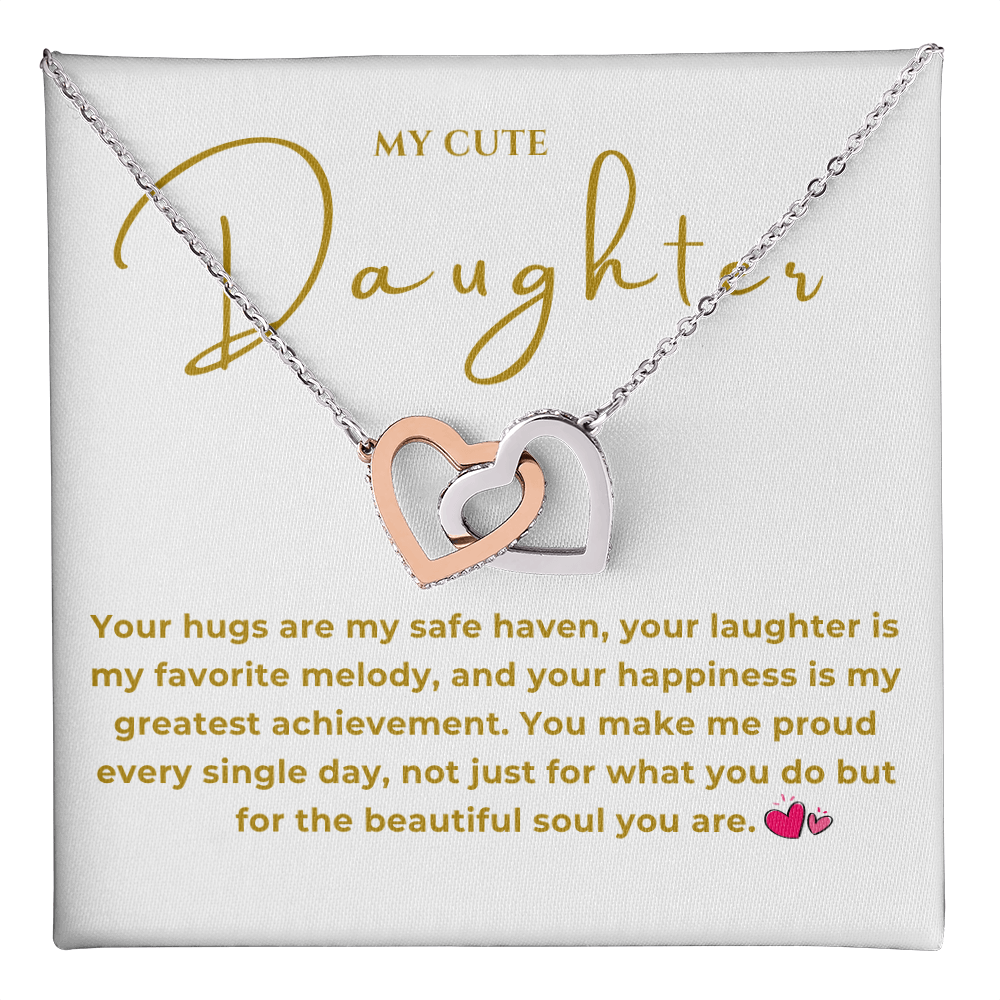 To My Daughter Interlocking Hearts Necklace