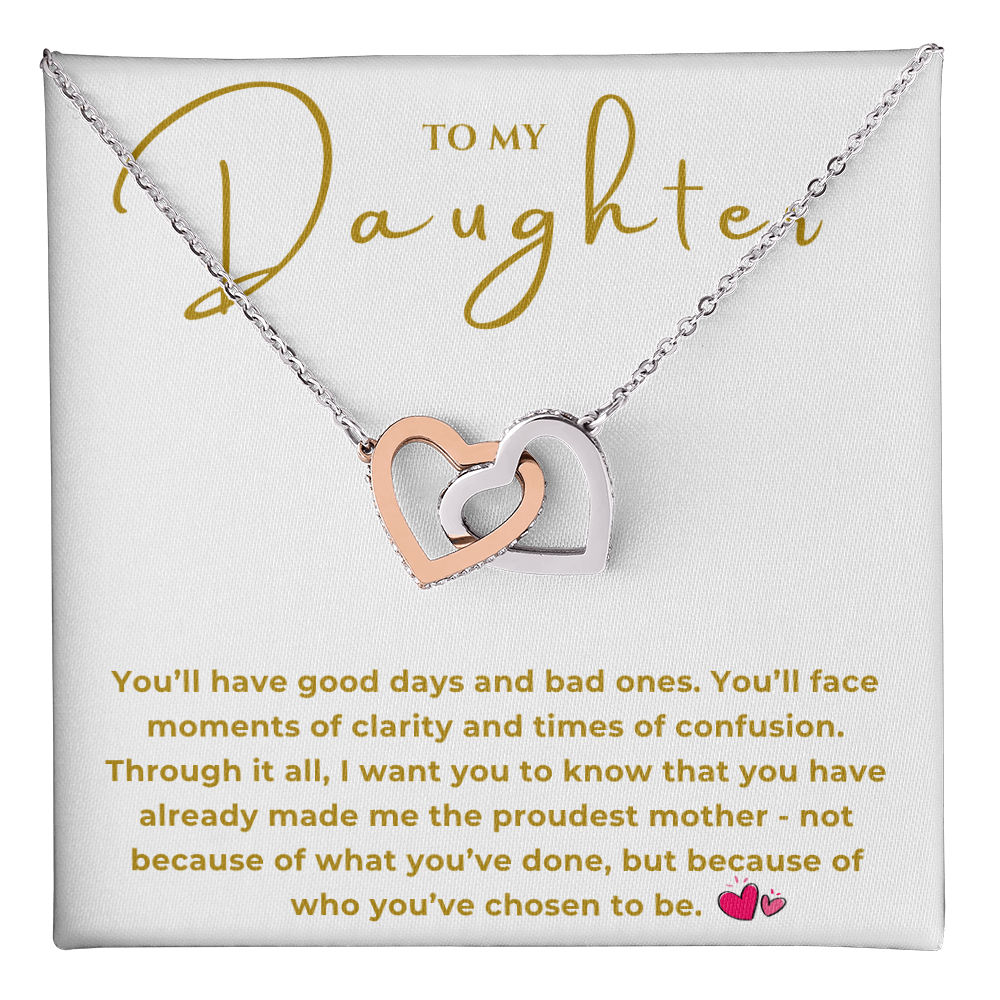 To My Daughter Interlocking Hearts Necklace