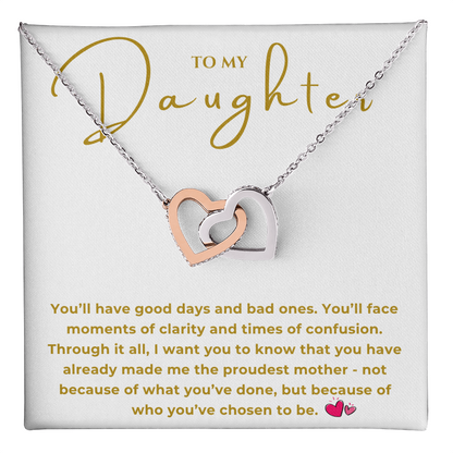 To My Daughter Interlocking Hearts Necklace