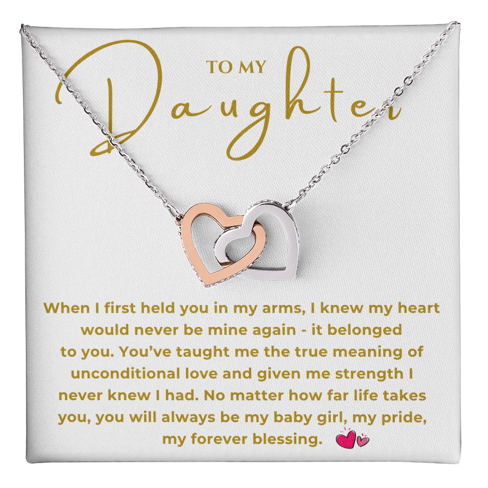 To My Daughter Interlocking Hearts Necklace