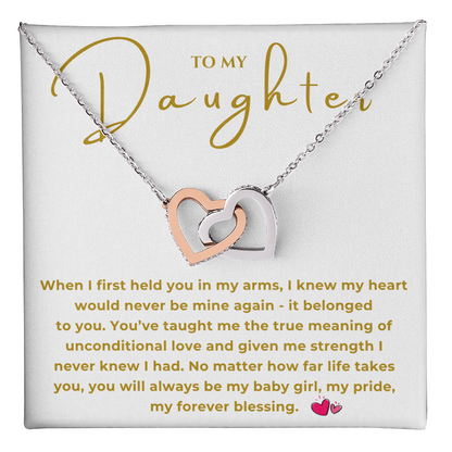 To My Daughter Interlocking Hearts Necklace